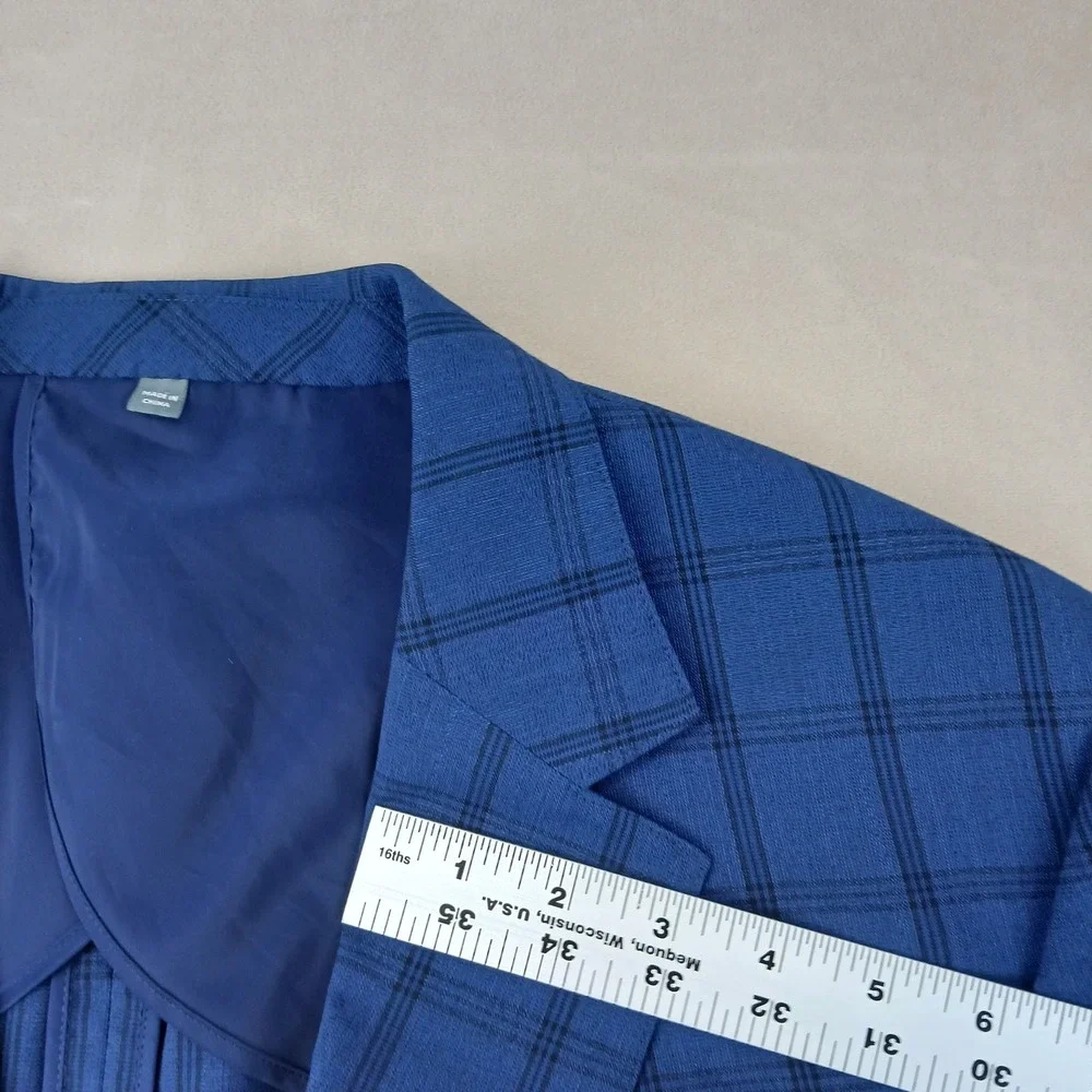 Bonobos Tollegno 1900 44L Mens Blazer Jacket Unstructured Blue Plaid 22x31